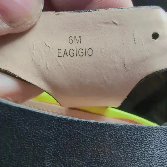 Enzo Angiolini T Strap Platform Wedge Sandals - Gigio Yellow Neon Cork sz 6 - Picture 8 of 10